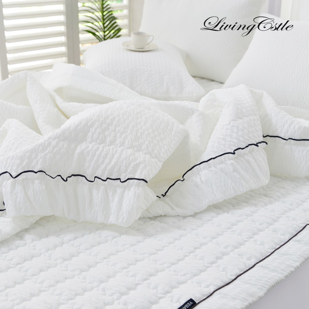 국산 리빙캐슬 화이트벨 순면 시어서커 누빔 차렵이불 62,800원