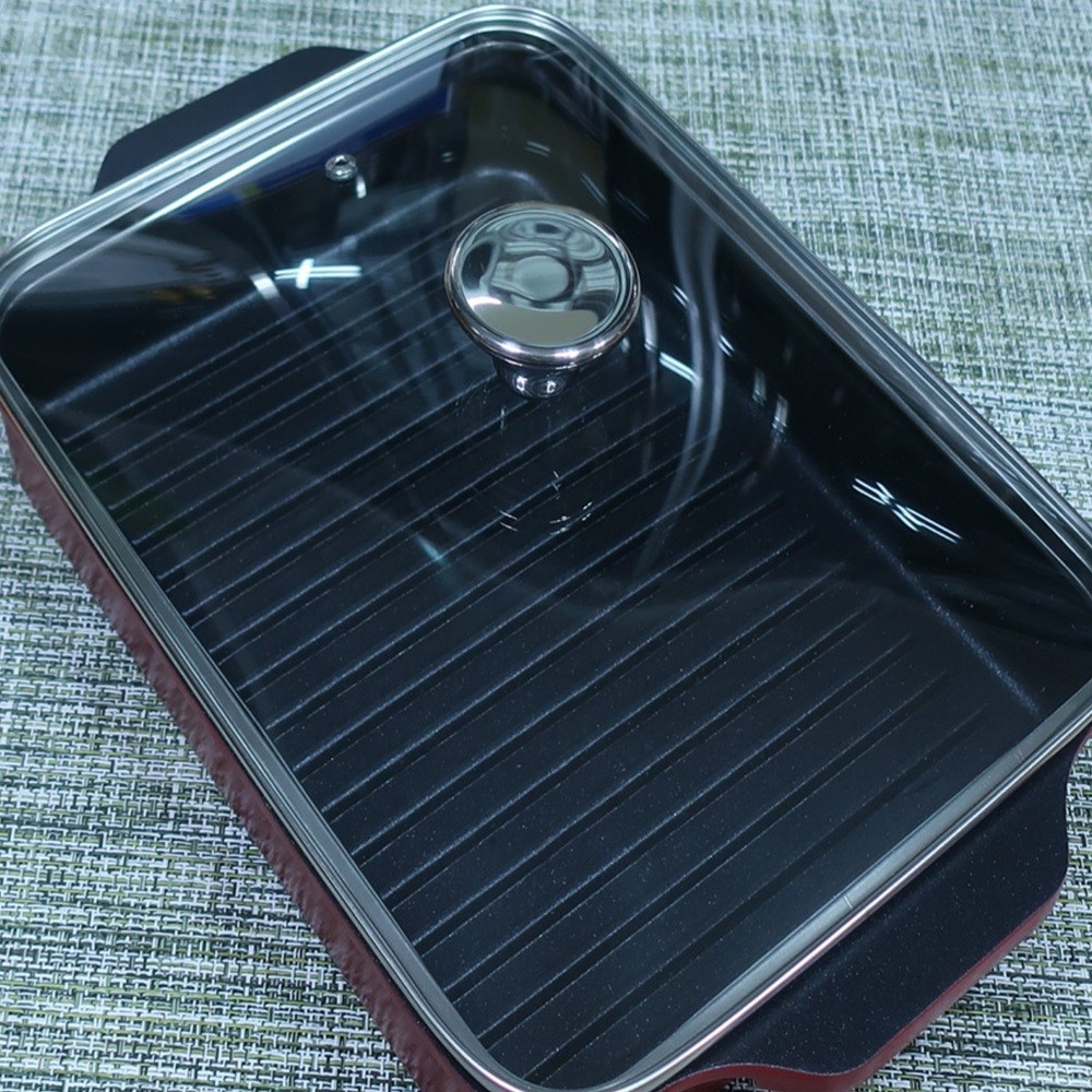 마시피렌체 인덕션 스테이크 소고기 불판 멀티 구이팬 대(33) 대형 사각 유리뚜껑 바베큐팬 57,900원