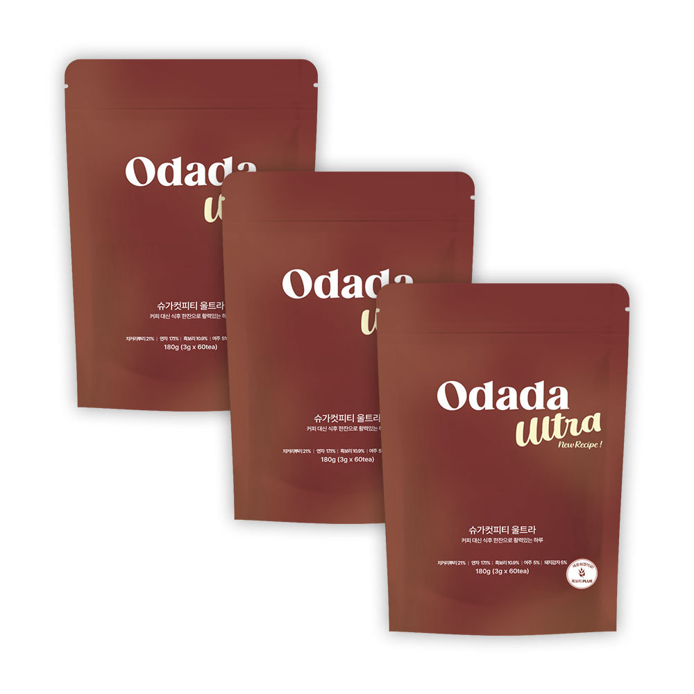[공식몰] 오다다 NEW 슈가컷피티 울트라 버전 흑보리 돼지감자 여주 제로슈가 제로카페인 당 스파이크 관리 커피대용 차, 3개, 60개입, 180g 96,900원