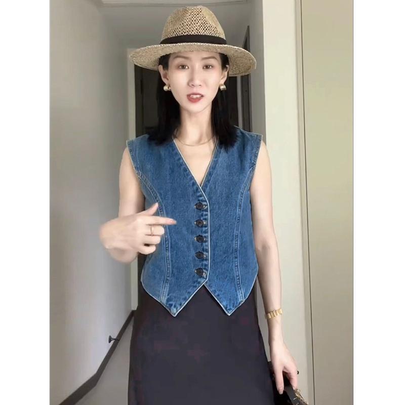 해피유통 여성 고급 청나시 쇼트 브이넥 베스트jhwj 20,640원