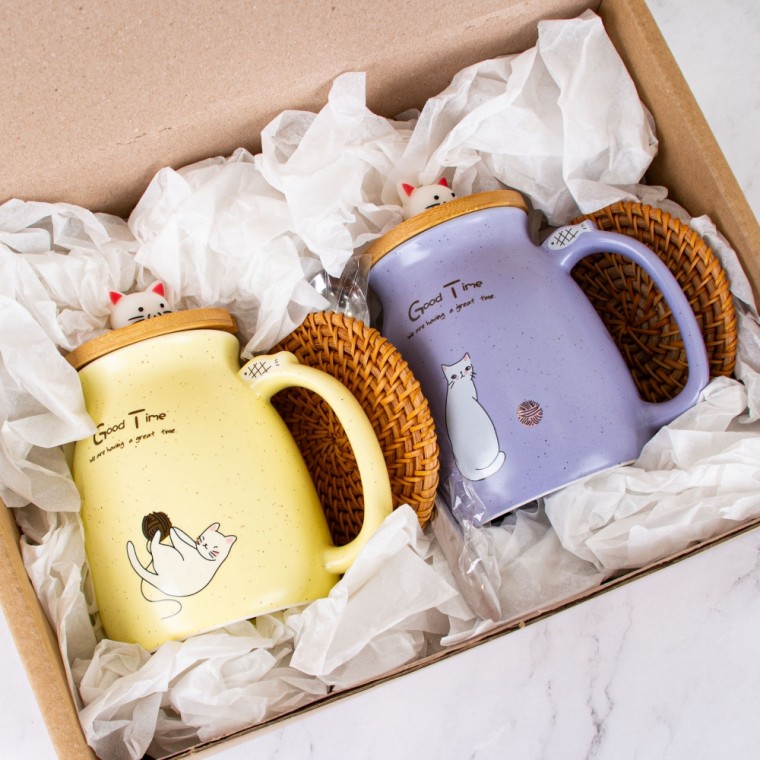 도자기 귀여운 뚜껑 커플 커피 세트 고양이 집들이 컵 선물 카페 머그 신혼부부 티 39,630원