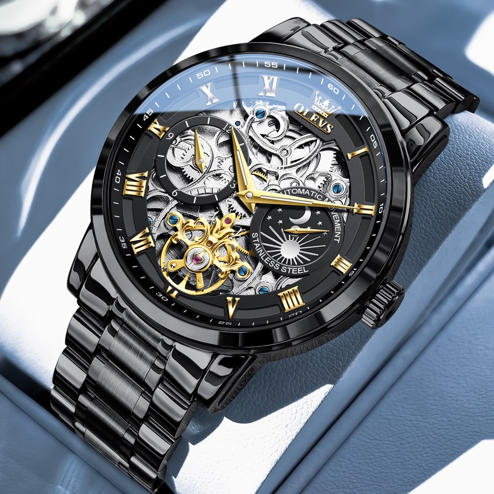 OLEVS 남자손목시계 정품 자동 기계식 오토매틱 럭셔리 명품 워터프루프 야광 일력 요일 메탈 다기능 139,300원