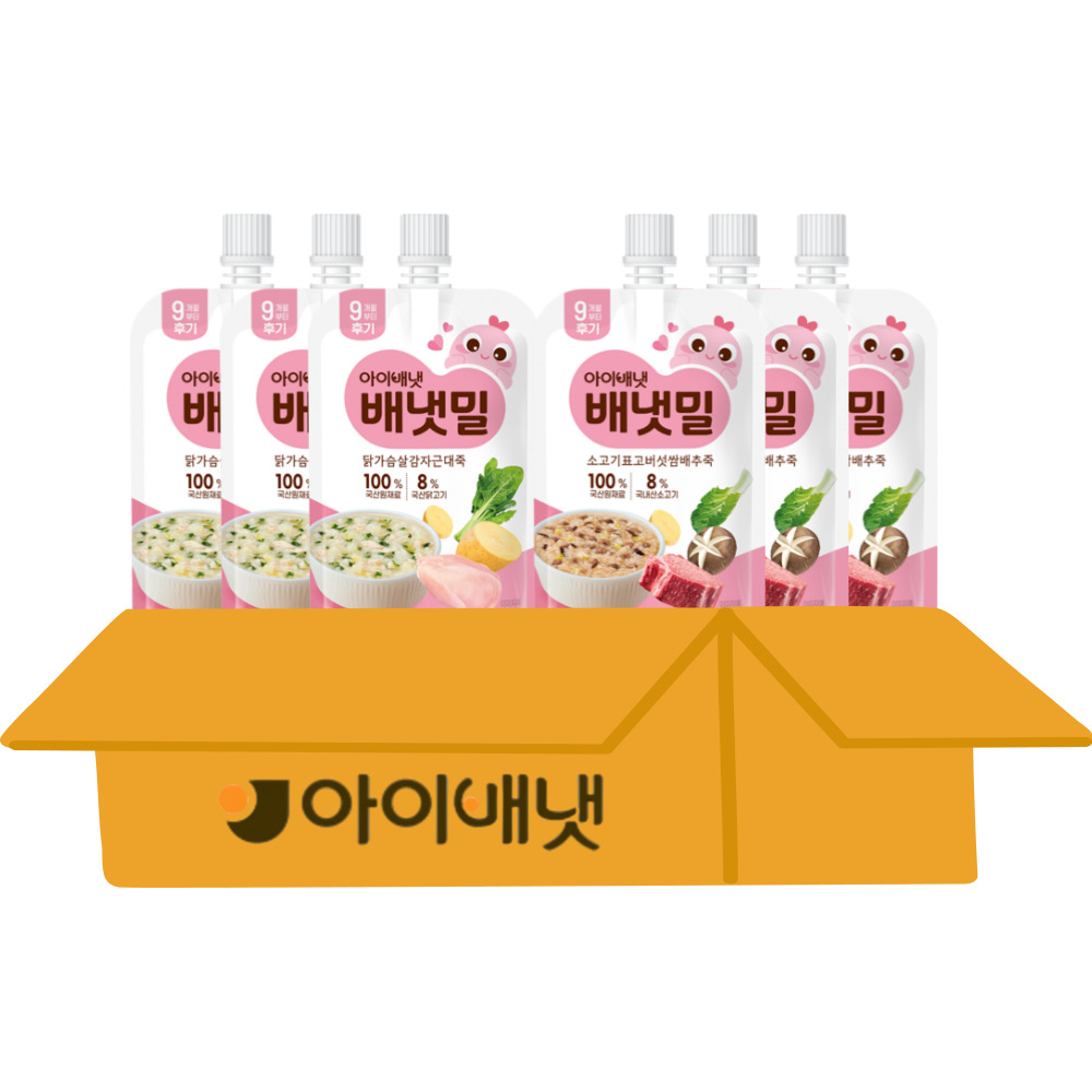 [아이배냇]아기 이유식 배냇밀 베베 짜먹는 유아용 간식 2종, 600g, 1세트, 소고기표고3+닭가슴살감자3 16,890원