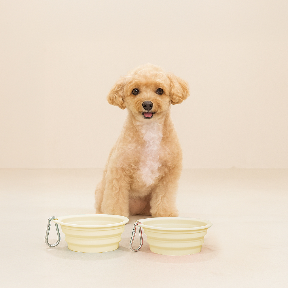 레토 반려동물 휴대용 접이식 실리콘 식기, 아이보리, 2개 7,700원