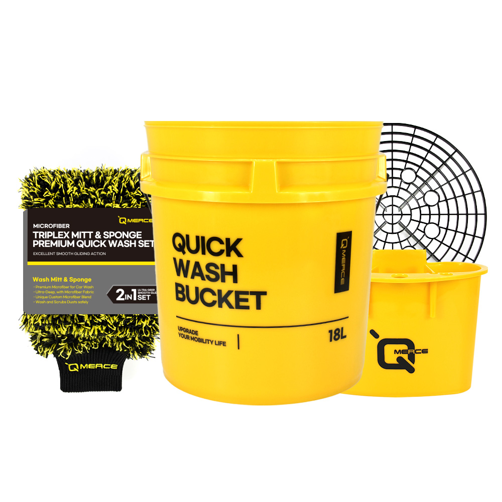 큐머스 퀵워시 세차버킷 4종 세트(워시버킷+사이드버킷+그릿가드+트리플렉스 미트&스펀지 세트) 35,900원