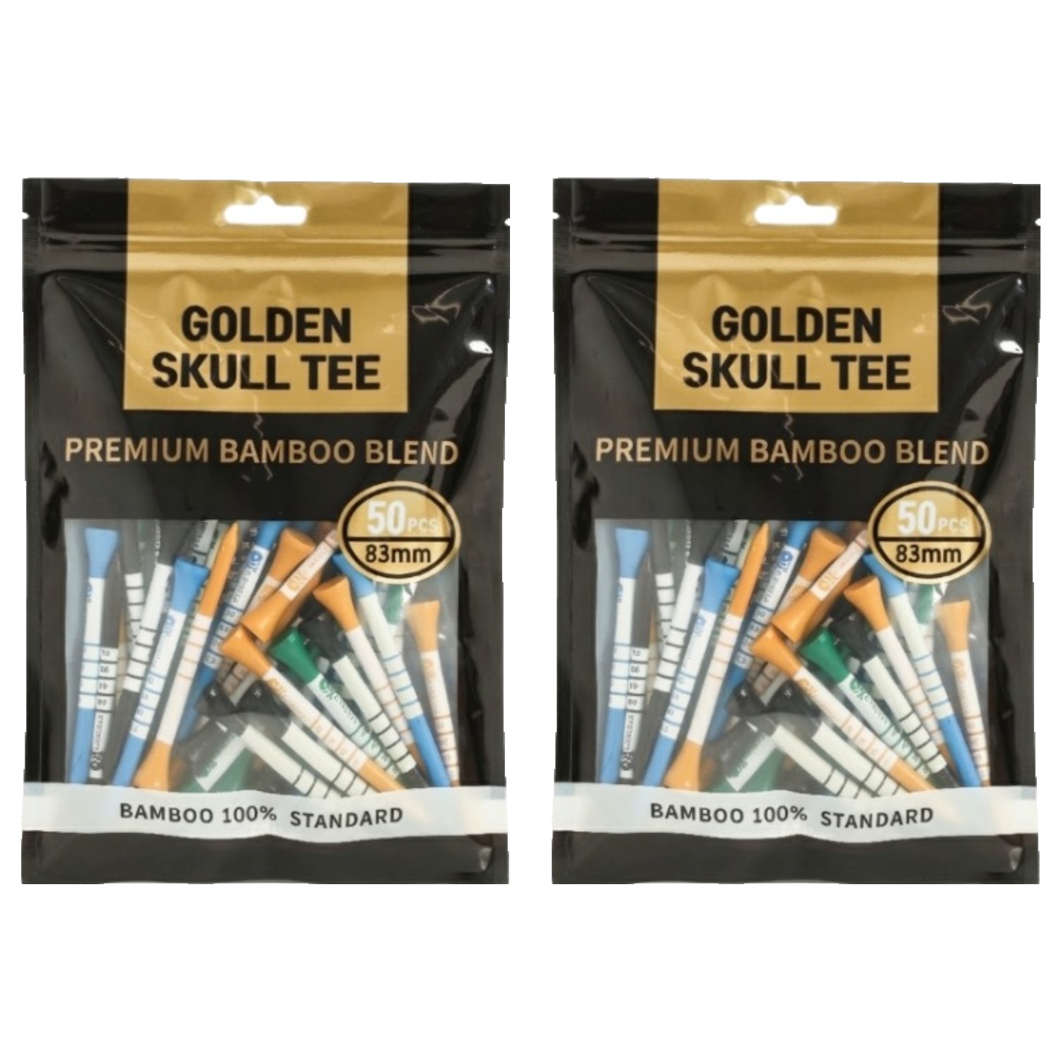 골든스컬 BAMBOO 대나무 높이조절 눈금 골프티 롱티 50p 세트 16,300원