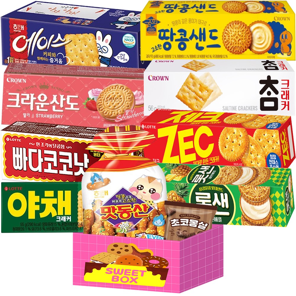 [블루존] 롯데 해태 크라운 오리온 과자 종합선물세트 빠다코코낫 롯데샌드 야채크래커 제크 에이스 크라운산도 딸기맛 땅콩샌드 참크래커 맛동산 오징어땅콩 몽실, 1박스, 혼합 16,900원