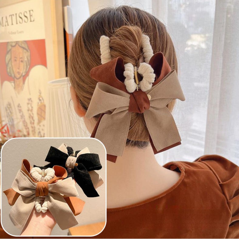 ZMBIRD 헤어 집게핀 겨울 뽀글이 왕리본 2종세트 N2156 6,800원