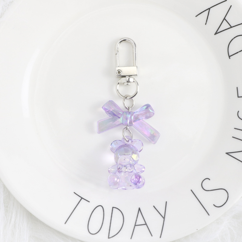 도림 영롱 리본 곰돌이 미니 자동차 키링, 1개, 퍼플 2,900원