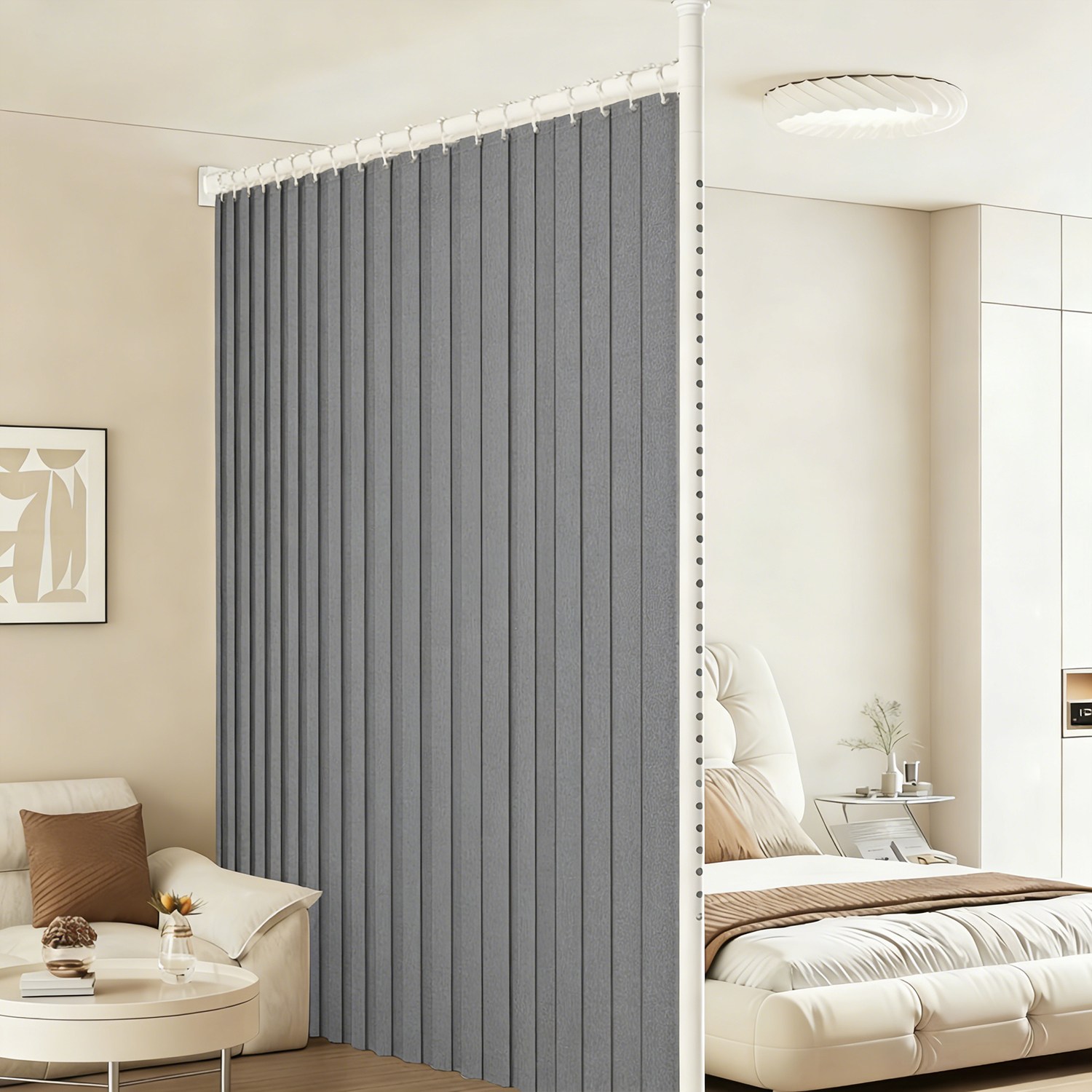 무타공 가림막 파티션 원룸공간분리 파티션 이동식 칸막이 원룸 사무실 주방 침실 행거 가림막, 가로대 1.1-1.6m, 세로대 2.1-3.1m 71,600원