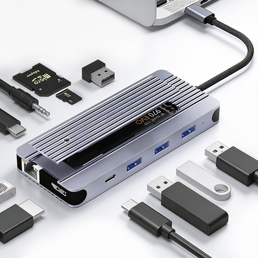 12in1 M.2 NVMe SATA SSD 하드케이스 내장 도킹스테이션 PD100W 충전 C타입허브 HDMI 4K60Hz 기가비트 이더넷 USB3.0 맥북 노트북용 69,900원