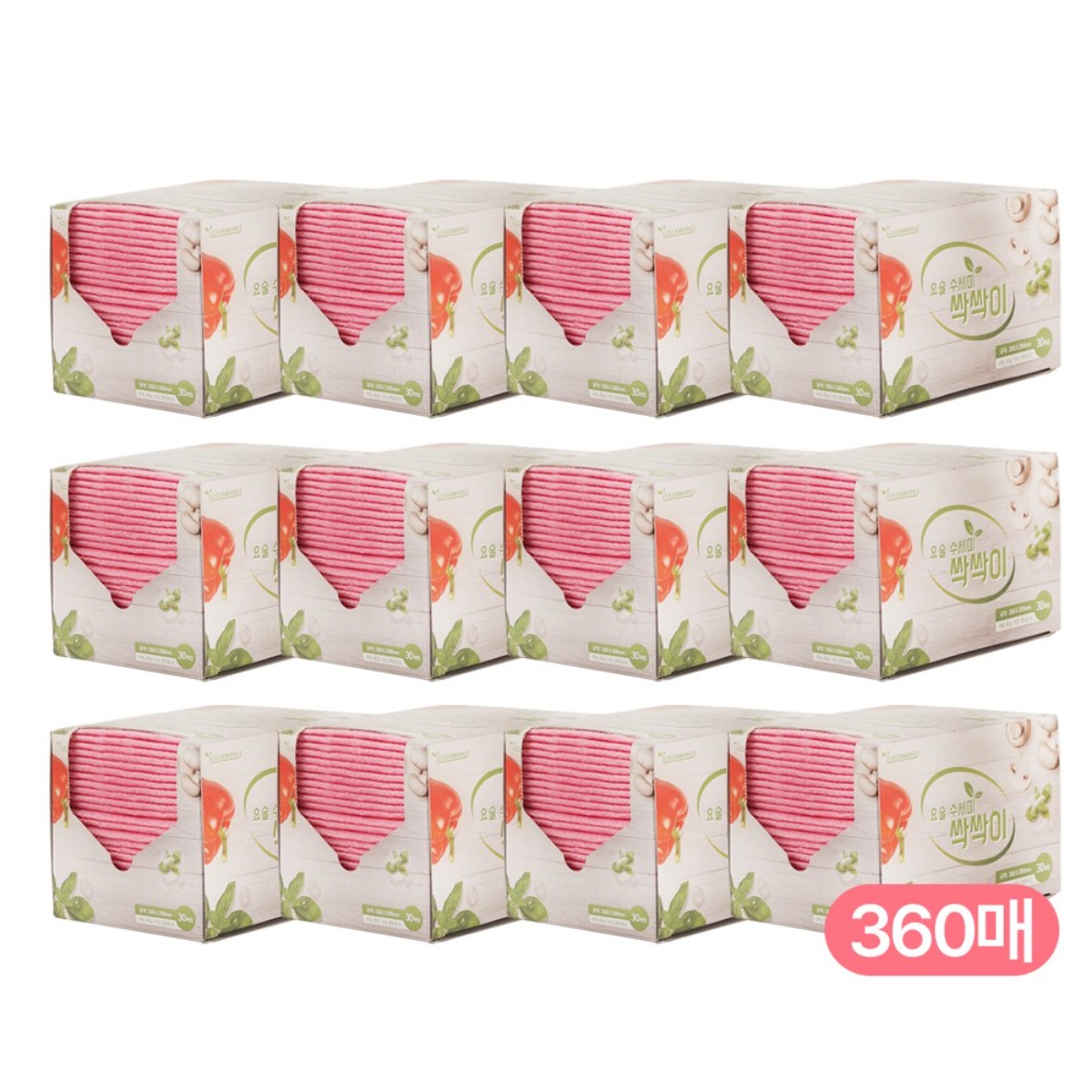 [국내생산] 요술 곽 수세미 싹싹이 360매(30매X12팩), 분홍색, 1박스, 360개, 현재가 29,900원