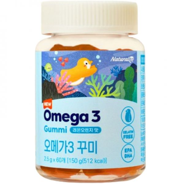 (정품) 네추럴라이즈 오메가3 꾸미 키즈 유아 어린이 아기 젤리 레몬오렌지맛 60구미, 1개 29,780원