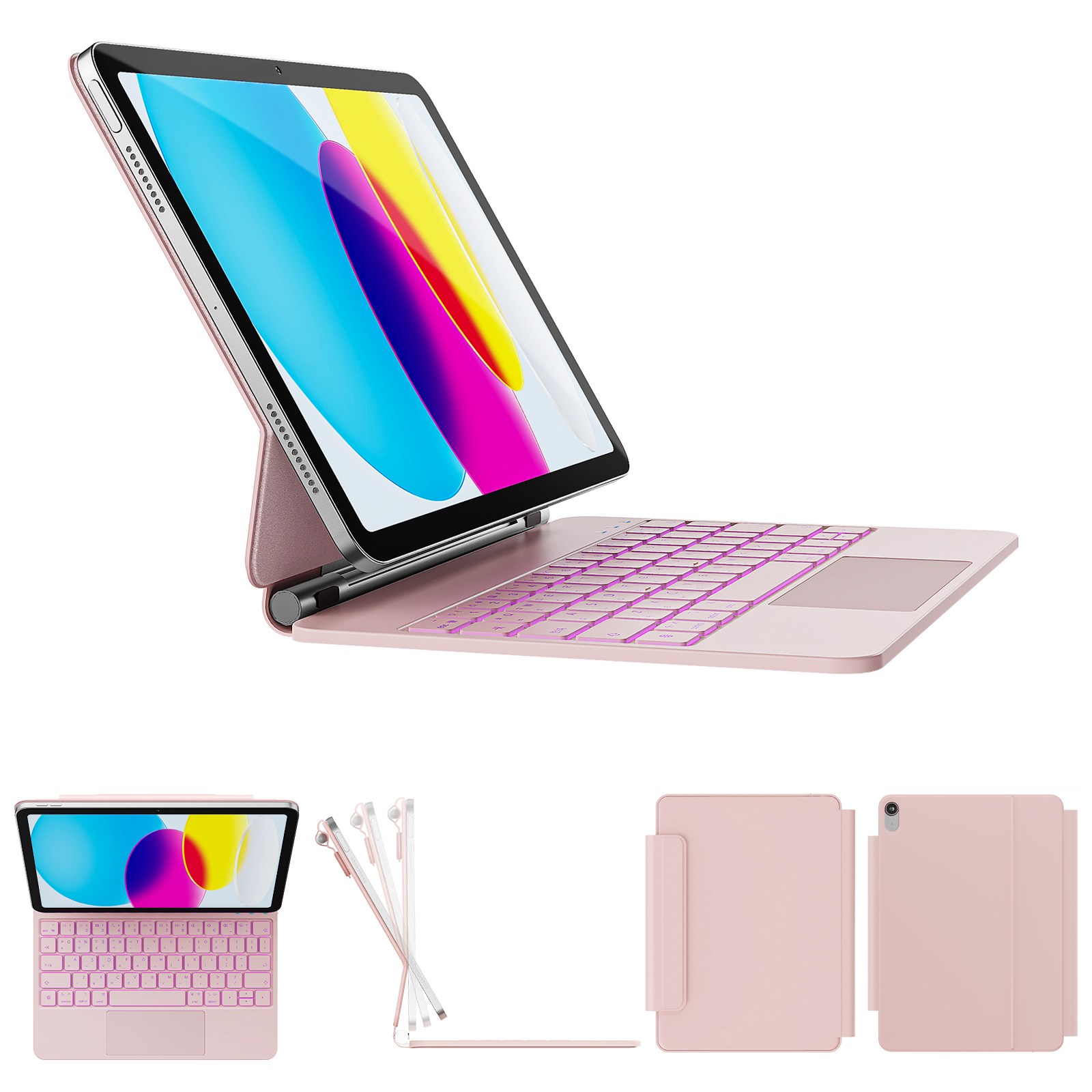 한국형 매직 키보드, 아이패드 10세대 / 아이패드 11세대 (A16)용, 11색 백라이트 키+트랙패드, 방오염 가죽, 핑크, 1개 130,000원