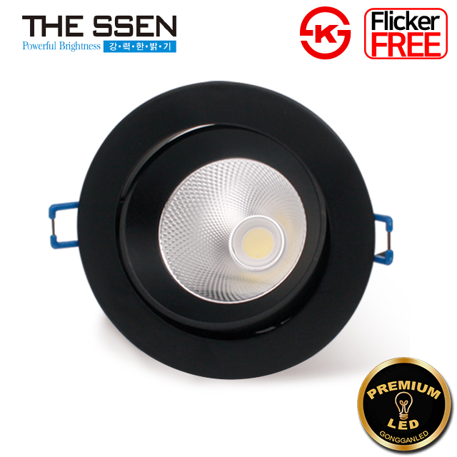 더쎈 LED 다운라이트 4인치 12W COB 프리미엄 매입등 직회전 플리커프리 50개입, 블랙바디 주백색(아이보리빛), 50개 435,000원