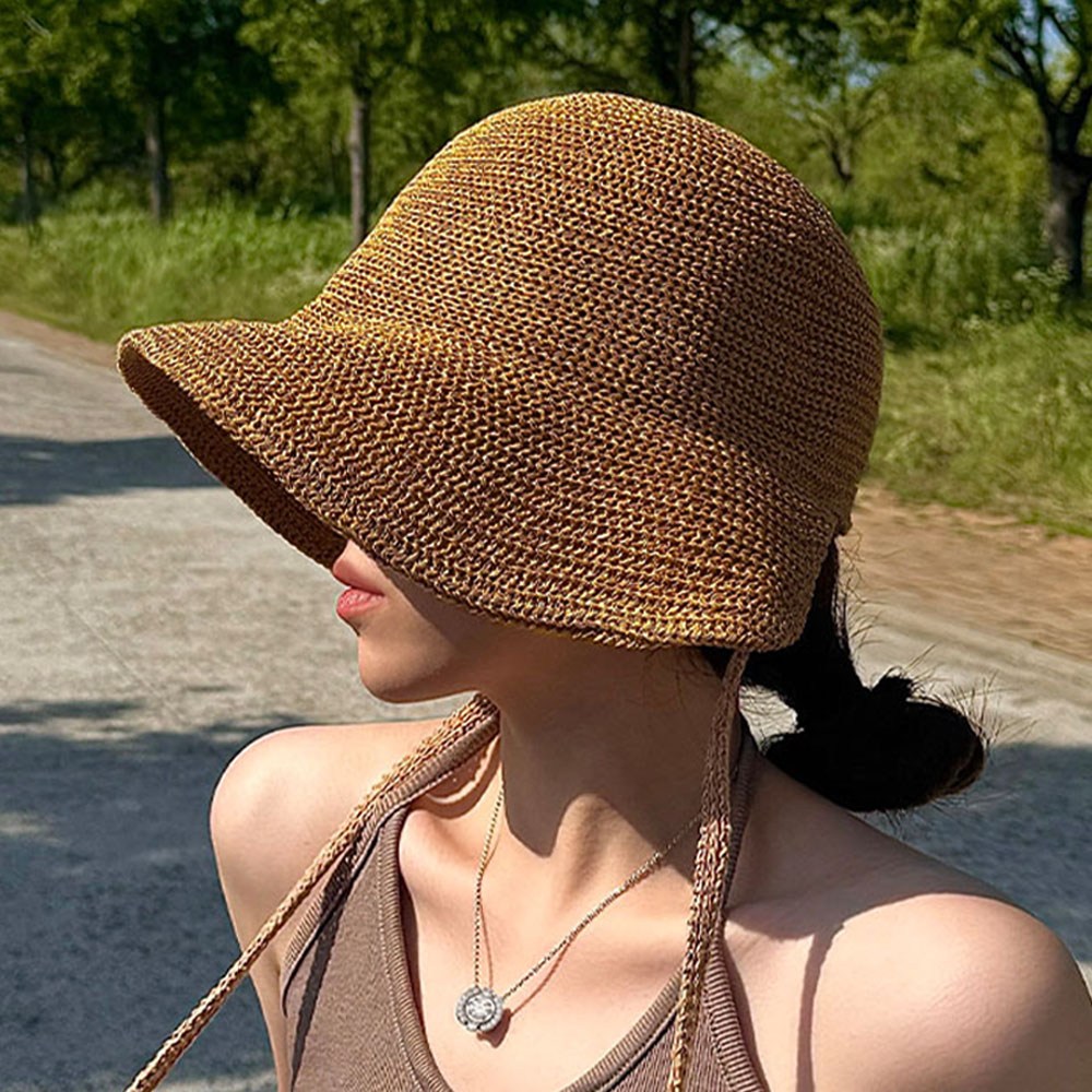 리보마 여성 니트모자 밀짚 버킷햇 턱끈 와이어 17,890원