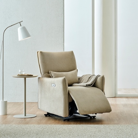 한샘 클레이 패브릭 전동 1인용 리클라이너 소파, 샌드베이지(A) 529,000원
