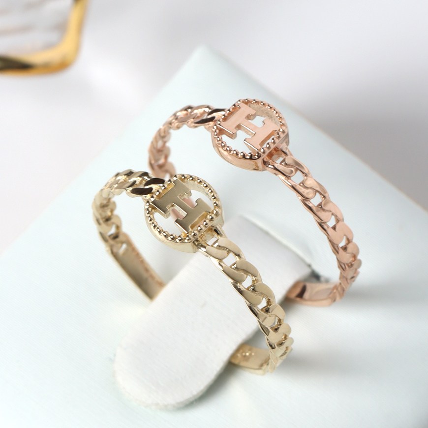 오로프 14K 전체 금 럭셔리 H 체인 링 반지 (5581R) 376,320원