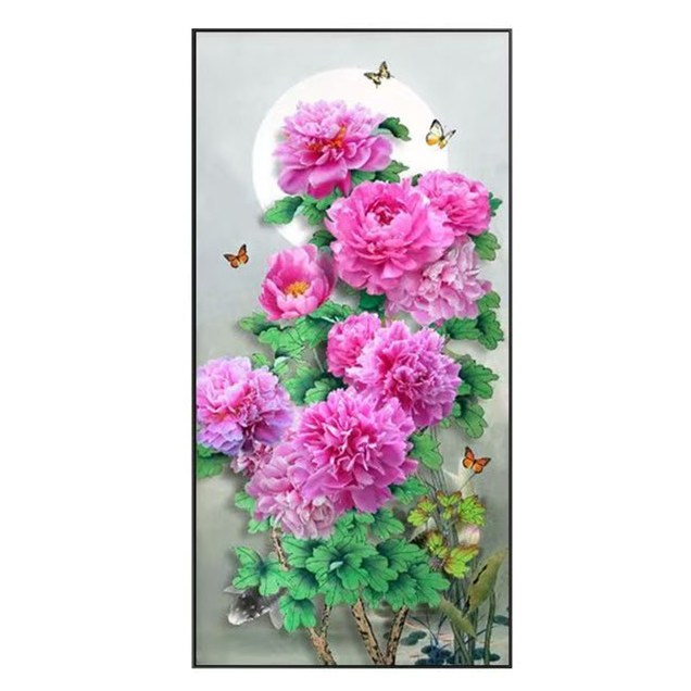 행복 부귀의 모란꽃 풍수 재물 목단꽃 DIY키트 인테리어 보석십자수 (캔버스아님 액자불포함) 40x70cm, 1개, 혼합색상 19,900원