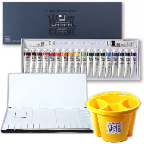 아주문구 신한수채화물감20색12ml+달리물통+20칸 알루미늄파레트세트 수채화물감, 20색 42,090원