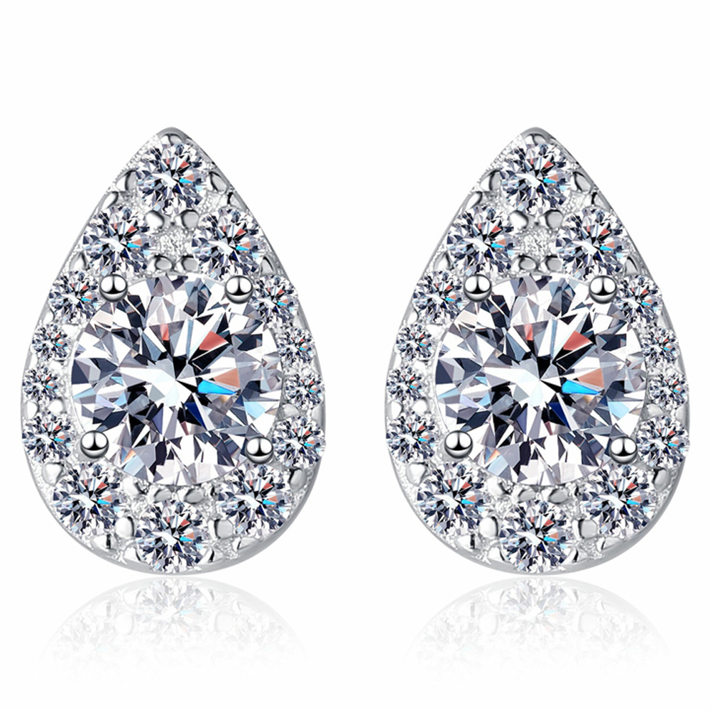 엔클레어 여성용 925실버 18k 화이트골드 필드 모이사나이트 1ct 다이아몬드 물방울 귀걸이 99,000원