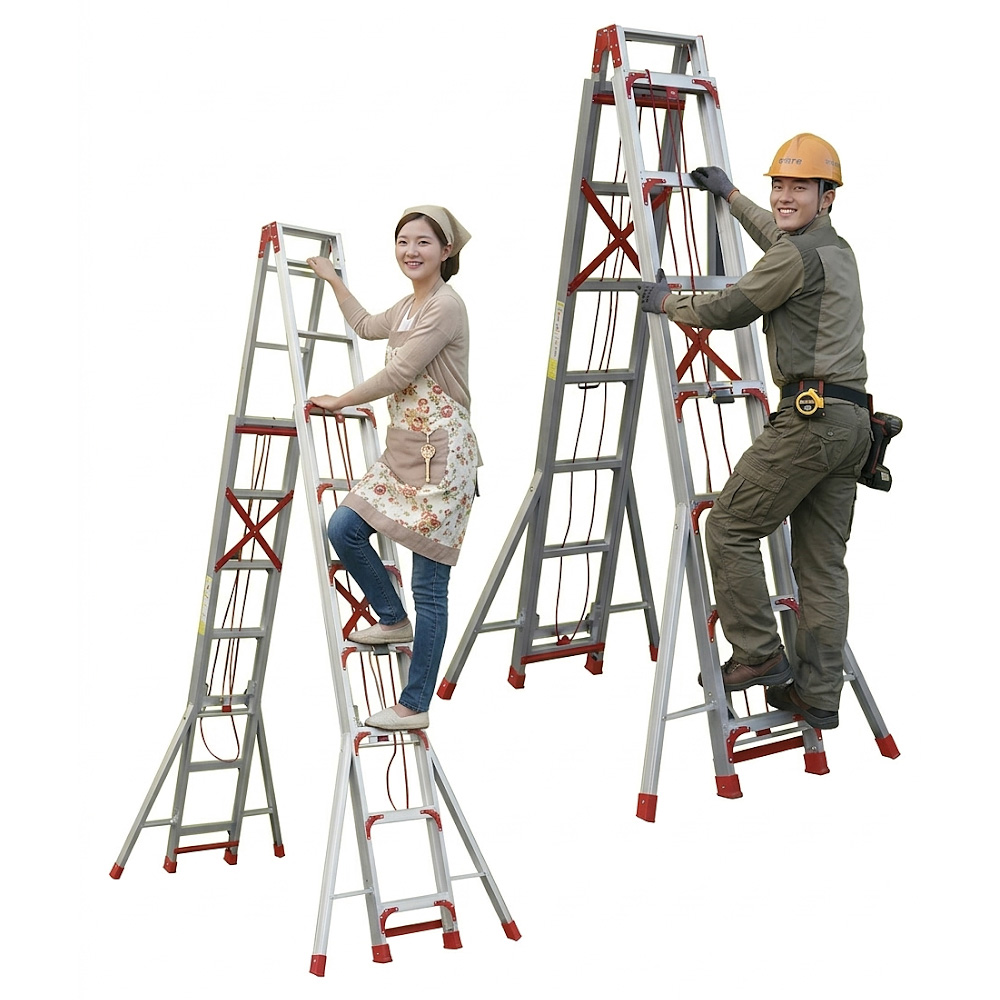 강철스텝 산업용 가정용 알루미늄 안전 사다리 다기능 아웃트리거 광폭 A형, 1개 402,600원