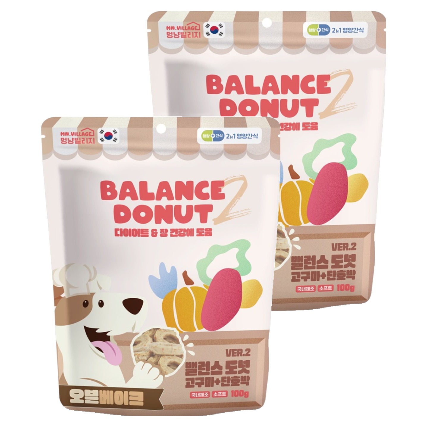 멍냥빌리지 강아지 밸런스도넛 가수분해 간식, 고구마 단호박, 100g, 2개 13,900원