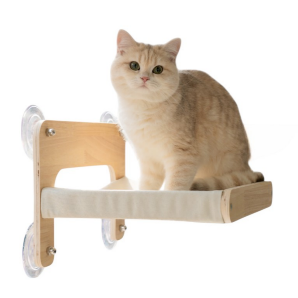 디바피스 고양이 창문 원목 캣타워 캣워커 캣선반 스텝 해먹, 천해먹, 우드+라이트그레이(천), 1개 29,800원