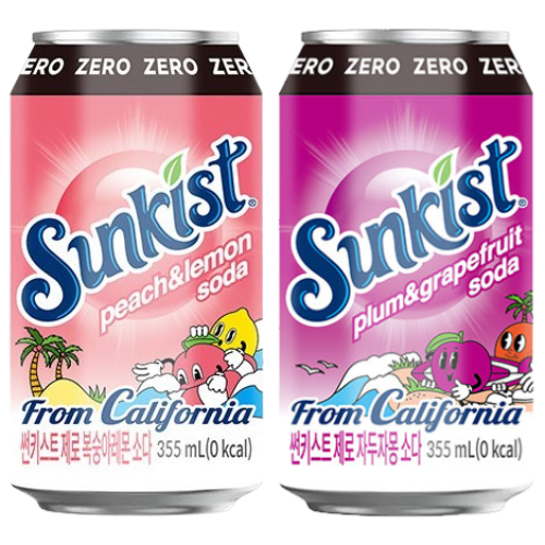 썬키스트 제로 칼로리 뚱캔 355ml 24캔 2종 혼합(제로복숭아레몬,제로자두자몽) 11,900원