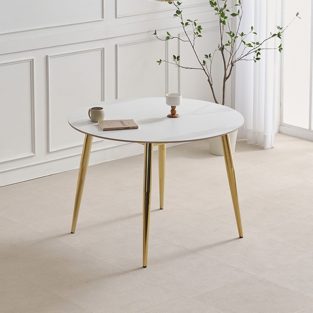 라로퍼니처 브릭스 1050 원형 포세린 통 세라믹 식탁 세트 골드 프레임 167,000원