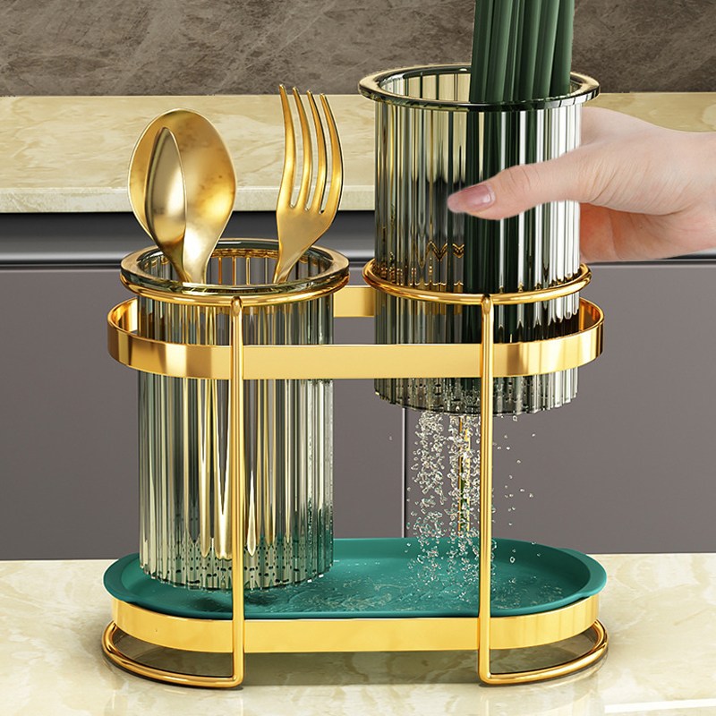 레디박스 고급 모던 골드 물빠짐 수저통, 원형, 1세트 12,800원