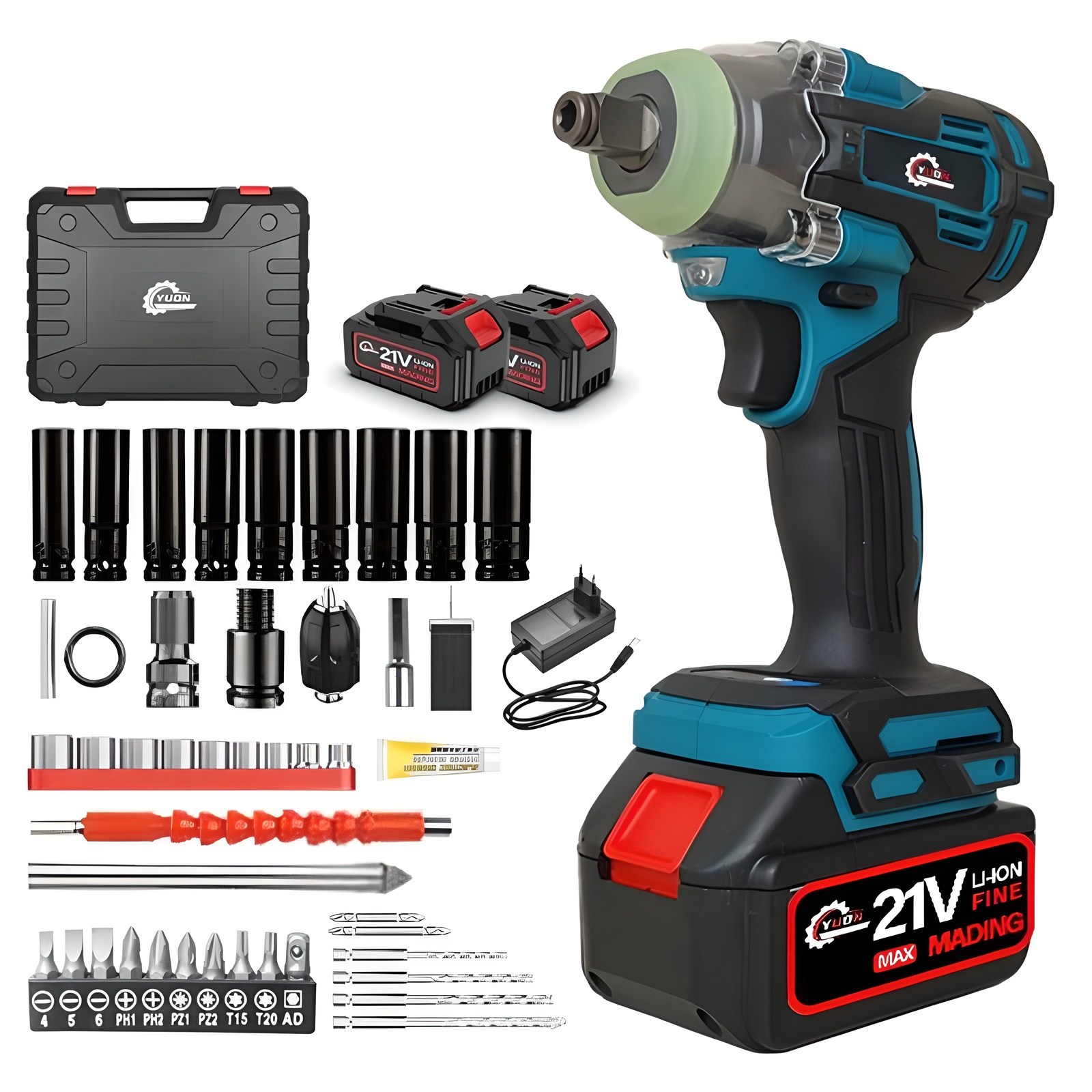 독일 기술 YUON 21V 충전 임팩 드릴 렌치 드라이버 800토크 고급팩 3.0Ah 배터리 2개, 1개 159,000원