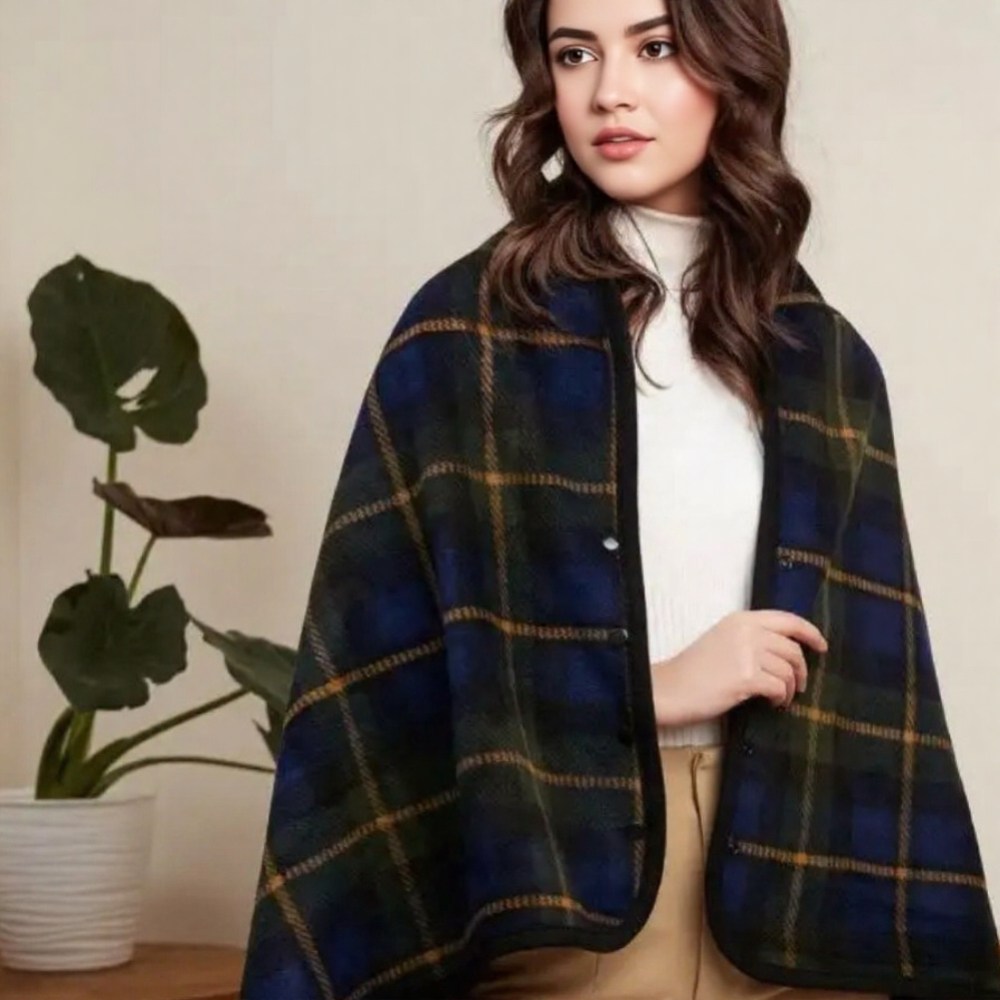 다로엘 극세사 망토 똑딱이 무릎 담요 블랭킷, 모스 그린 체크, 1개 12,900원