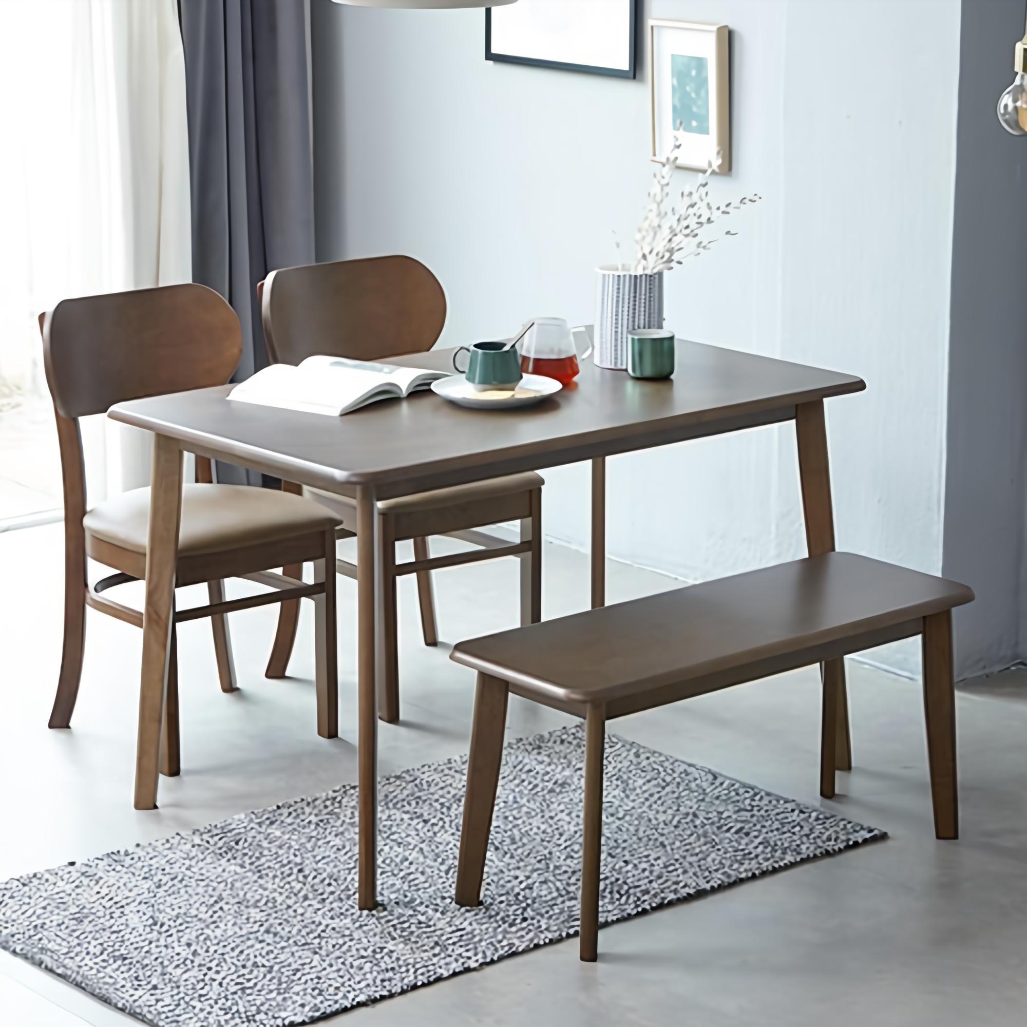 베스트리빙 캔버라 버터 4인용 원목 식탁세트/테이블세트/의자2개+원목벤치의자1개 방문설치 2colors, 모카브라운 199,000원