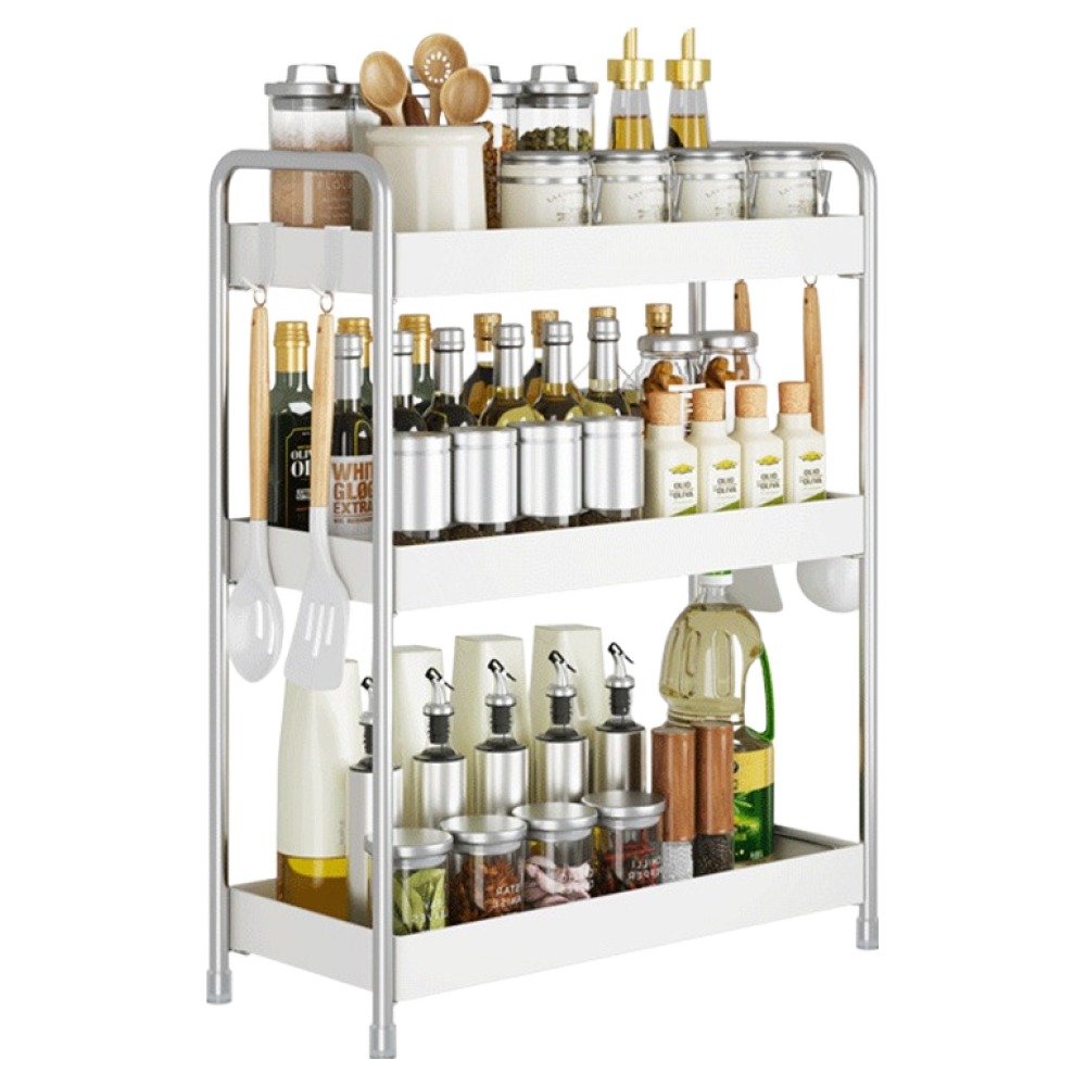 21세기트랜드 홀리쿡 스텐 양념통 정리 도마 수납 일자형 주방선반 3단 23,900원