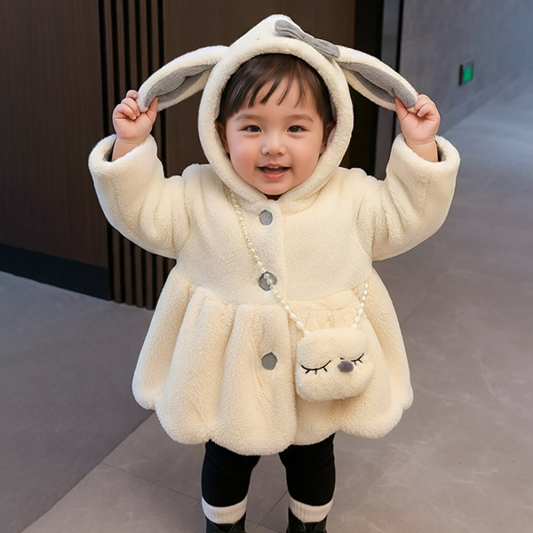 몽실이 래빗퍼 기모안감 하프코트 여아용 아동용 유아 겨울 아우터 퍼자켓 토끼 후드 외춫복 자매룩 가방포함 31,900원