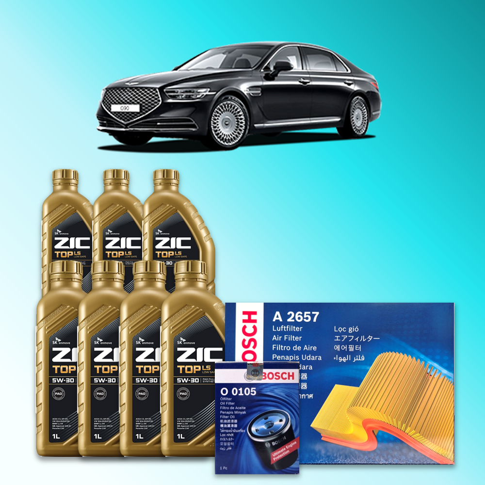 G90 (HI) 3.8 가솔린 엔진오일세트 SK 지크 탑 LS 5W30 (ZIC TOP LS) 119,900원