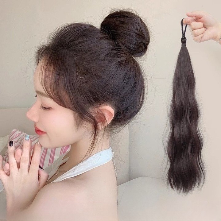 웨젼 똥머리 포니테일 웨이브 올림머리 부분 가발, 1개, 모카브라운 10,100원