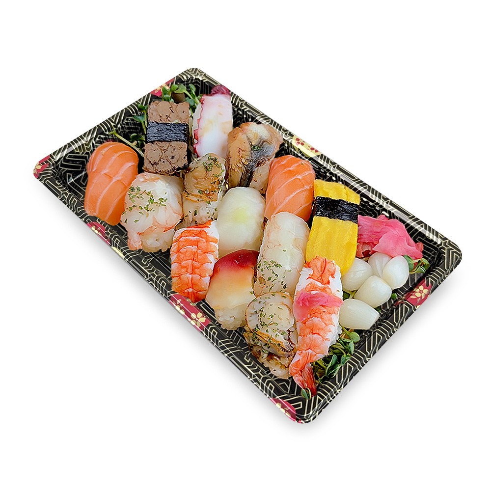 꽃무늬 초밥용기 S-09 뚜껑 포함 인기 일식트레이 일회용 16,240원