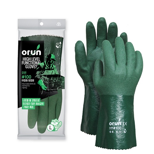 오런 100 어업용 공업용 코팅장갑 대 L, 짙은녹색, 5개 22,500원