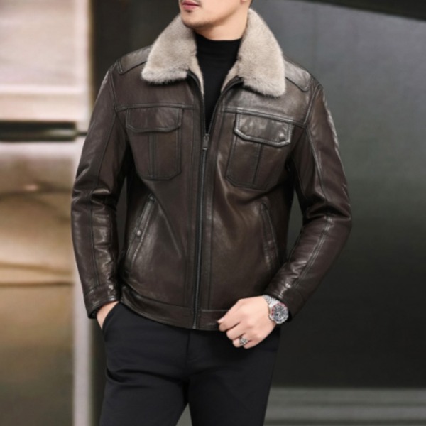가죽점퍼 밍크 퍼 오토바이 블루종 레더 겨울 남자 가을 라이더 남성 바이크 캐주얼 재킷 무스탕 1,355,900원