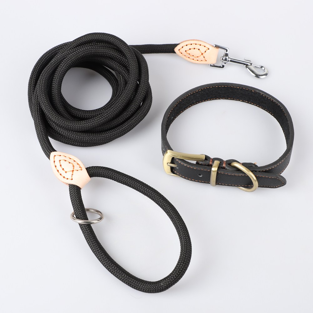 모즈펫 강아지 가죽목줄+리드줄, 1세트, 베이직 블랙 36,900원