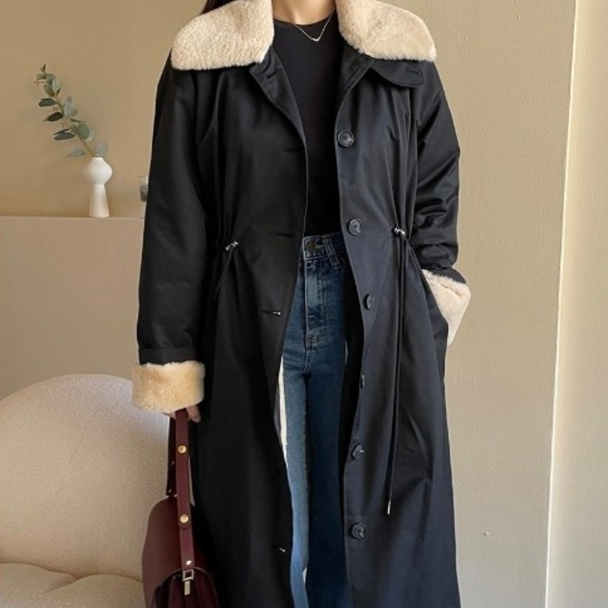 퍼카라 포근 롱무스탕 49,000원