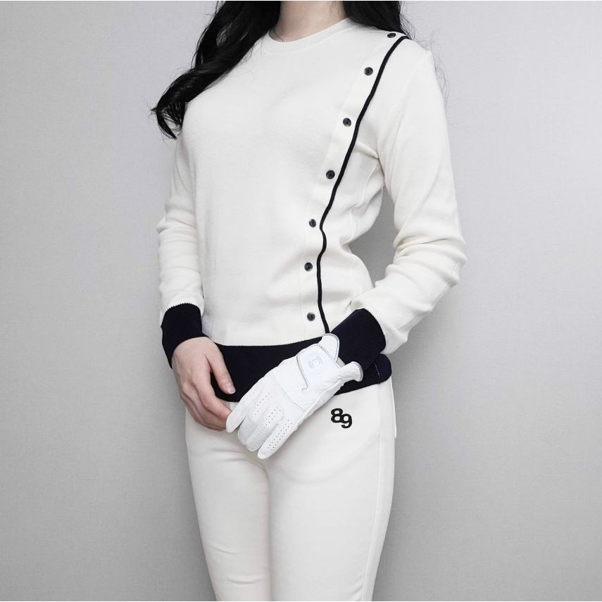 티앤드골프 여성 골프 니트 라운드 티셔츠 사이드 포인트 골프웨어 32,000원