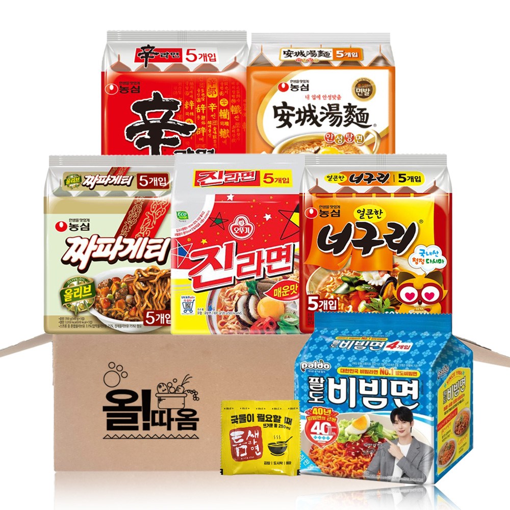 농심 팔도 종합 멀티라면 신라면5+진매5+짜파5+너구리5+안성5+비빔면5+라면스프1, 1세트 35,980원
