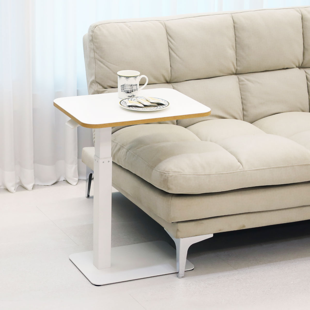 오텐션 I01 유압식 높이조절 쇼파 테이블 침대 협탁 사이드, 우드엣지 49,900원