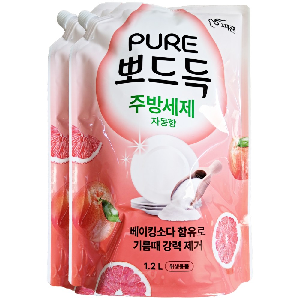 피죤 퓨어 뽀드득 주방세제 자몽향, 2개, 2.4L 11,890원
