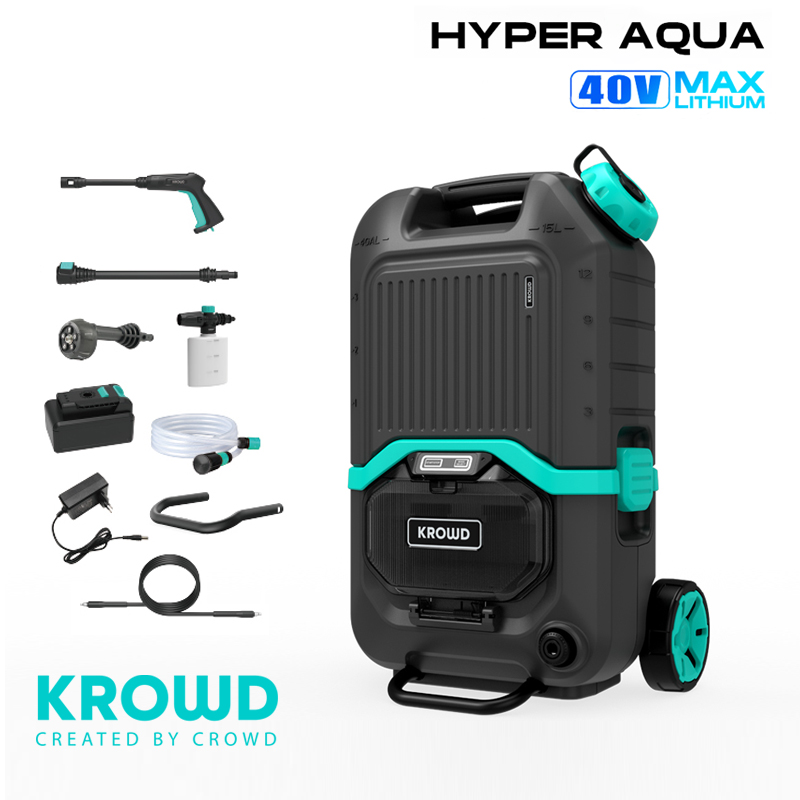 크라우드 충전고압세척기 40V 올인원 HYPER AQUA 15리터 내장형 물탱크 세차 298,000원