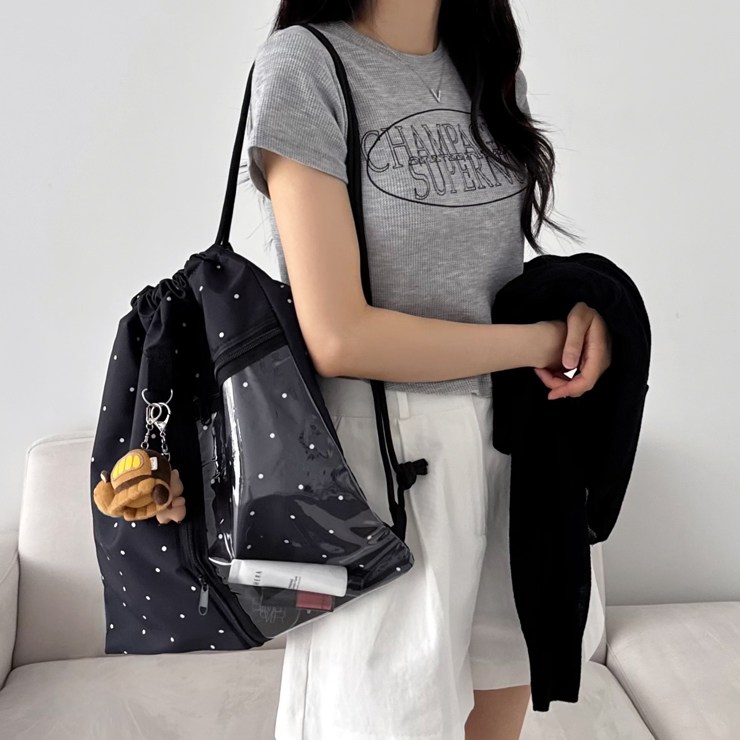 어나더뷰 2748 [장마템] 디스 투명 PVC 포켓 스트링 짐색 백팩 가방 방수 클리어 물놀이 여름 바캉스 장마 비오는날 패턴 2748 15,900원