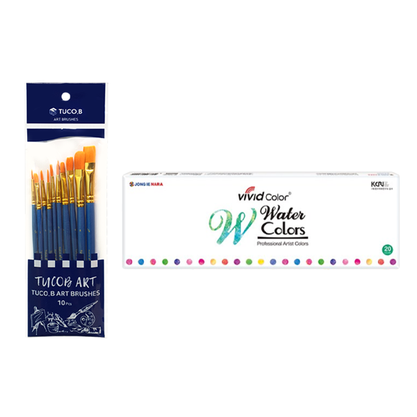투코비 아트 브러쉬 10종 + 종이나라 수채화 물감 12ml 15,530원